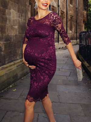 Кружевное платье для беременных Amelia, бордовый Tiffany Rose