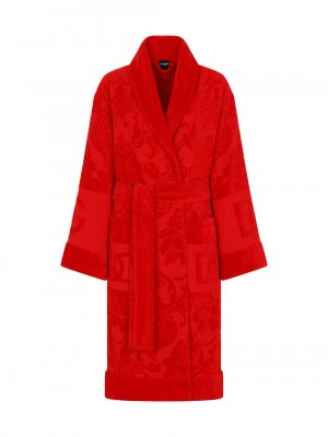 Банный халат с жаккардовым логотипом DOLCE&GABBANA, красный Dolce&Gabbana