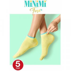 Женские носки укороченные, 5 пар, размер 35-38 (23-25), желтый MiNiMi. Цвет: желтый