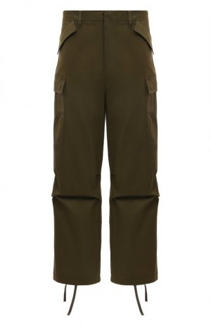 Хлопковые брюки-карго MSGM. Цвет: хаки