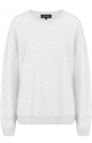 Кашемировый пуловер с круглым вырезом St. John. Цвет: светло-серый