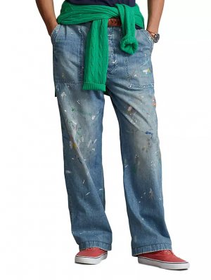 Прямые джинсы Carpenter с разбрызганной краской , синий Polo Ralph Lauren