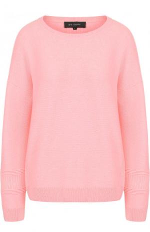 Кашемировый пуловер с круглым вырезом St. John. Цвет: розовый