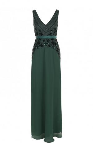 Приталенное платье-макси с вышивкой Basix Black Label. Цвет: зеленый