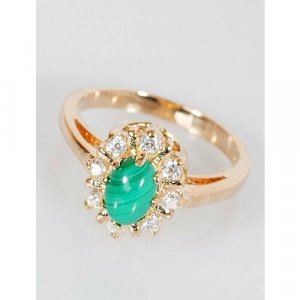 Кольцо помолвочное , малахит, размер 18, зеленый Lotus Jewelry. Цвет: зеленый