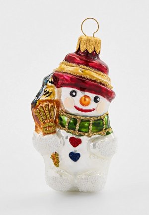 Игрушка елочная Грай Снеговик с птичкой. Цвет: разноцветный