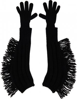 Черные перчатки с бахромой Issey Miyake
