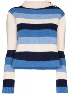 Полосатый свитер с пуговицами Wales Bonner. Цвет: синий