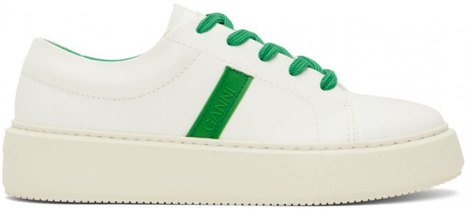 Бело-зеленые кроссовки Sporty Mix Cupsole Ganni