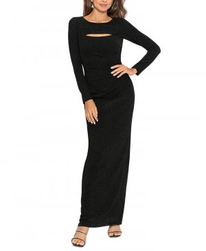 Женское платье с металлизированным вырезом и длинными рукавами XSCAPE, черный Xscape