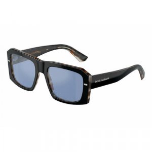 Солнцезащитные очки DOLCE & GABBANA, прямоугольные, оправа: пластик, зеркальные, черный Gabbana. Цвет: голубой/черный