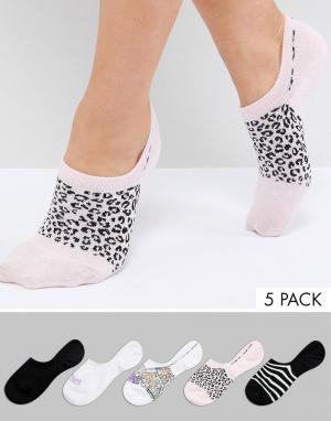 Набор из 5 пар спортивных носков с принтом Monki. Цвет: мульти