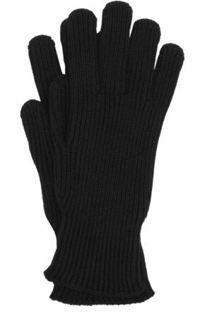 Шерстяные вязаные перчатки Moncler. Цвет: черный