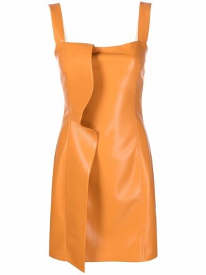 Платье из искусственной кожи с квадратным вырезом Nanushka. Цвет: оранжевый