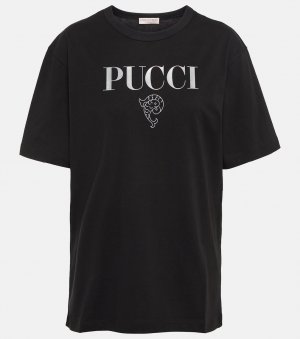 Футболка из хлопкового джерси с логотипом PUCCI, черный Pucci
