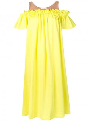 Платье с открытыми плечами Neul. Цвет: желтый