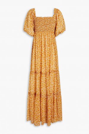 Платье макси из крепона со сборками и цветочным принтом Bytimo, цвет Marigold byTiMo