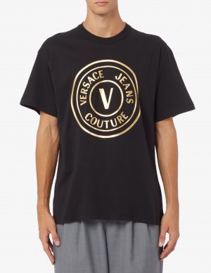 Футболка с большой буквой V и эмблемой , черный Versace Jeans Couture