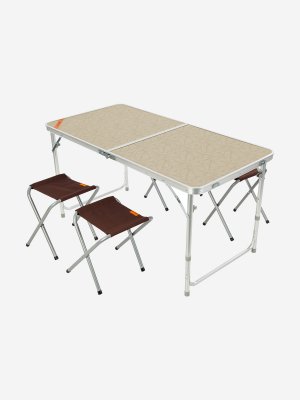 Набор : стол + 4 стула, Бежевый, размер Без размера Outventure. Цвет: бежевый