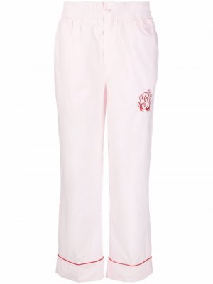 Пижамные брюки с вышитым логотипом GANNI. Цвет: розовый