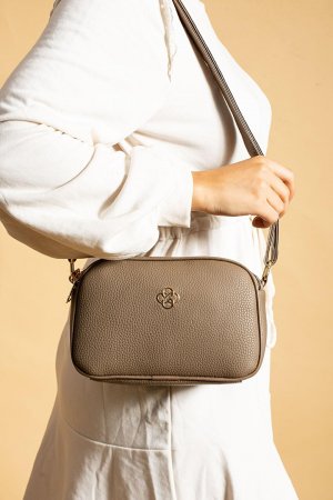 Женская сумка через плечо на молнии с регулируемым ремешком и 4 отделениями BAG5006-23 , норка Pembe Potin