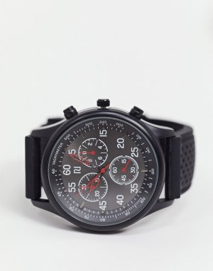 Черные мужские часы с силиконовым ремешком -Черный River Island