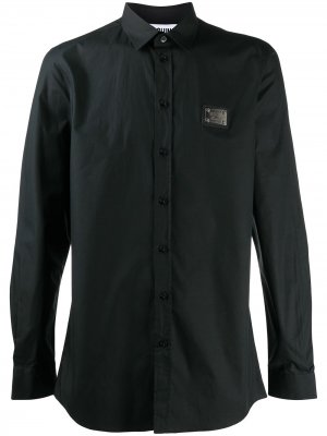 Рубашка с длинными рукавами и логотипом Moschino. Цвет: черный