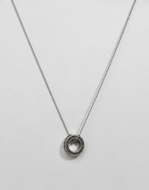 Латунное ожерелье с кольцом Replay. Цвет: серебряный