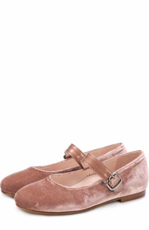 Текстильные туфли с лаковым ремешком Beberlis. Цвет: розовый
