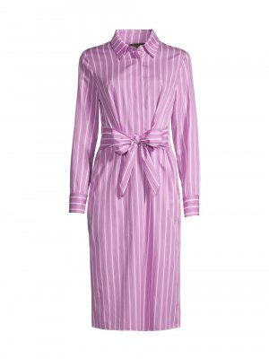 Полосатое платье-рубашка с завязками спереди Donna Karan New York