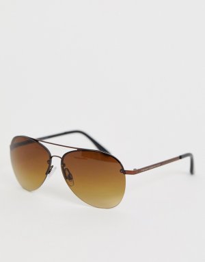 Солнцезащитные очки-авиаторы French Connection. Цвет: коричневый