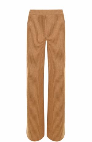 Шерстяные расклешенные брюки фактурной вязки MRZ. Цвет: коричневый