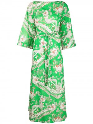 Длинное платье с принтом Rugiada Emilio Pucci. Цвет: зеленый