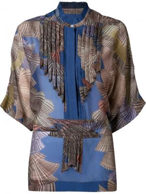 Блузка с плиссированными панелями Scanlan Theodore. Цвет: синий