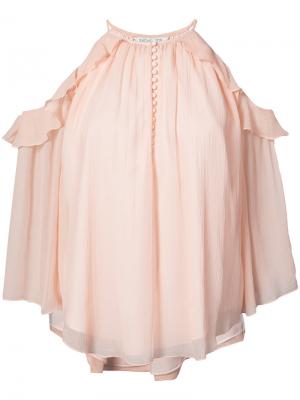 Блузка с открытыми плечами и оборками Rachel Zoe. Цвет: розовый и фиолетовый