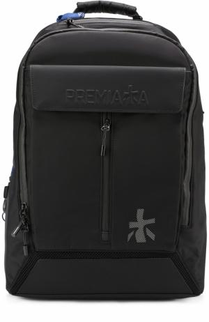 Текстильный рюкзак с внешним карманом на молнии Premiata. Цвет: черный