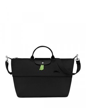 Зеленая расширяемая дорожная сумка Le Pliage, нейлоновая выходного дня , цвет Black Longchamp