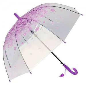 Зонт детский для девочек с лепестками цветов сакуры и свистком, фиолетовый Baziator