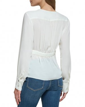 Блуза Long Sleeved Fixed Waist Surplice Blouse, цвет Parchment DKNY