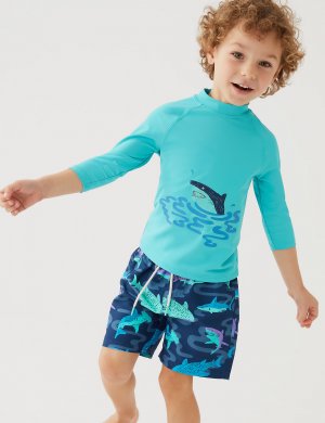 Комплект для плавания «Акула» из 2 предметов (2–8 лет) , синий микс Marks & Spencer