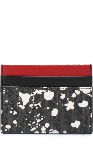Футляр для кредитных карт с отделкой из натуральной кожи Dior. Цвет: черный