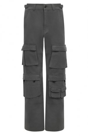 Хлопковые брюки-карго Martine Rose. Цвет: серый