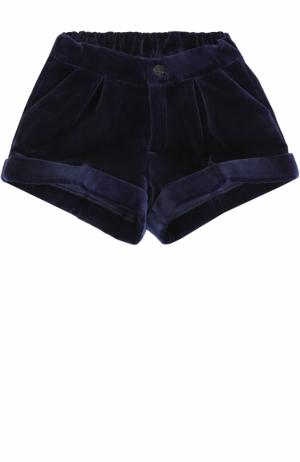 Хлопковые шорты с отворотами и эластичной вставкой на поясе Oscar de la Renta. Цвет: темно-синий