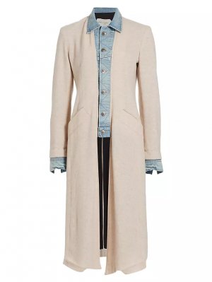 Джинсовое шерстяное пальто смешанной техники, светло-коричневый Greg Lauren