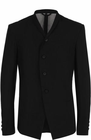 Льняной однобортный пиджак с шалевыми лацканами Masnada. Цвет: черный