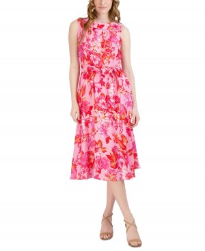 Женское расклешенное платье с цветочным принтом Donna Ricco