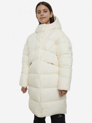 Пальто утепленное для девочек , Белый Northland. Цвет: белый