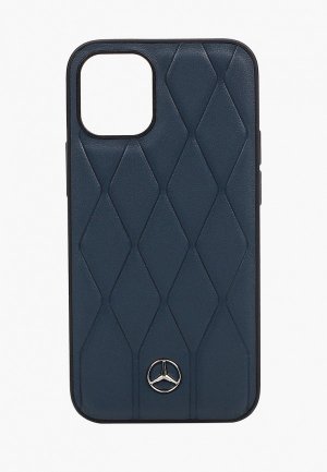 Чехол для iPhone Mercedes-Benz 12 mini (5.4), Genuine leather Wave Quilted Black. Цвет: бирюзовый
