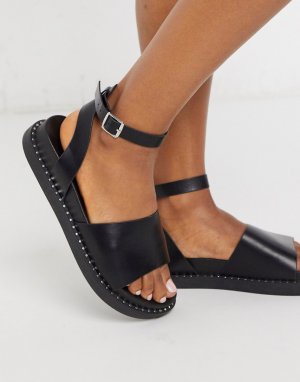 Черные сандалии на плоской подошве -Черный Glamorous