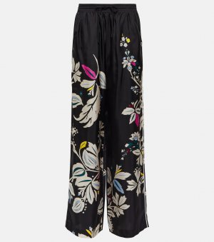 Широкие шелковые брюки с цветочным принтом , черный Dorothee Schumacher
